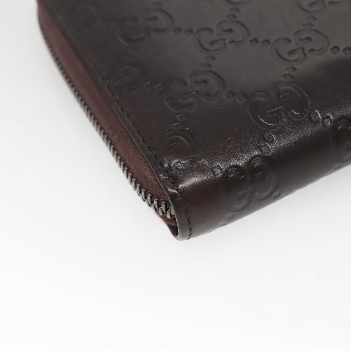 GUCCI GG Canvas Guccissima Wallet Leather Brown Silver 43219 0416 Auth 135014
