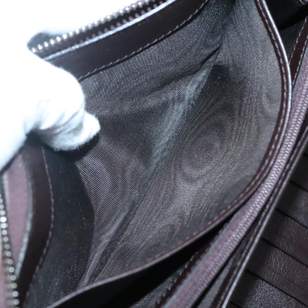 GUCCI GG Canvas Guccissima Wallet Leather Brown Silver 43219 0416 Auth 135014