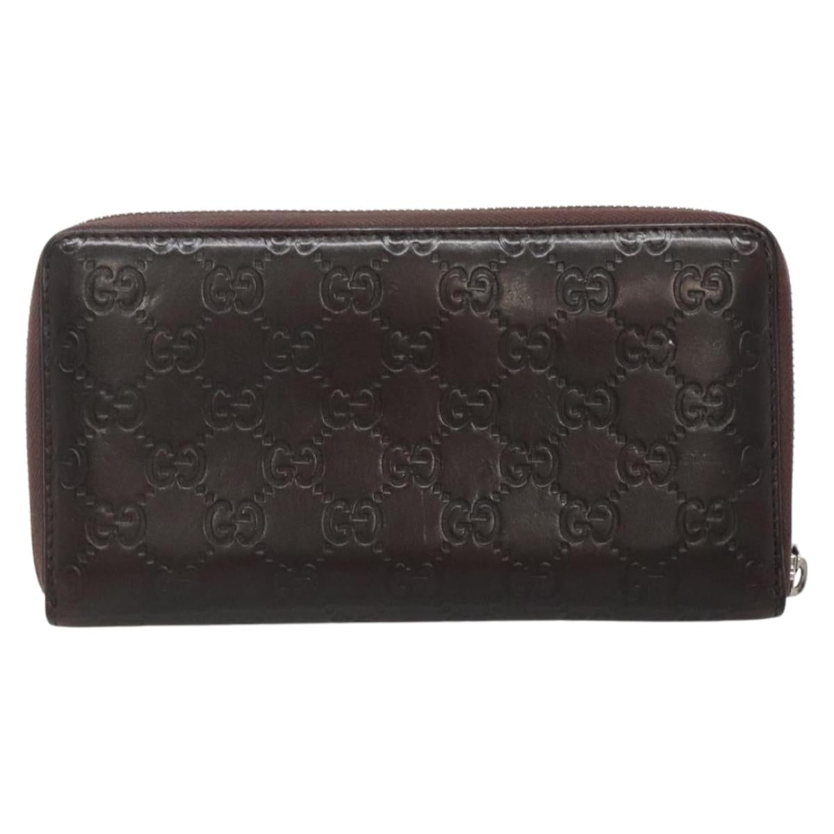 GUCCI GG Canvas Guccissima Wallet Leather Brown Silver 43219 0416 Auth 135014