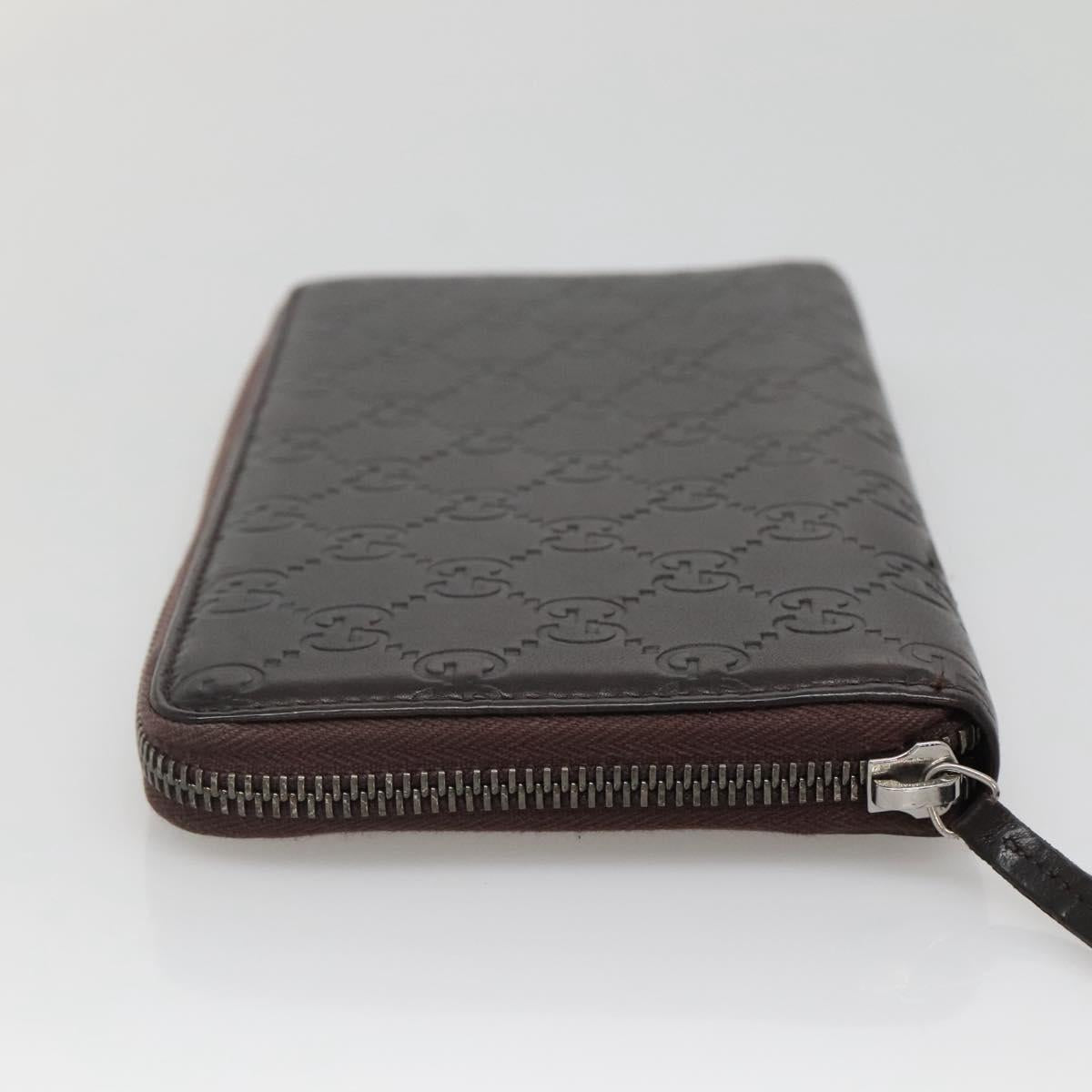 GUCCI GG Canvas Guccissima Wallet Leather Brown Silver 43219 0416 Auth 135014
