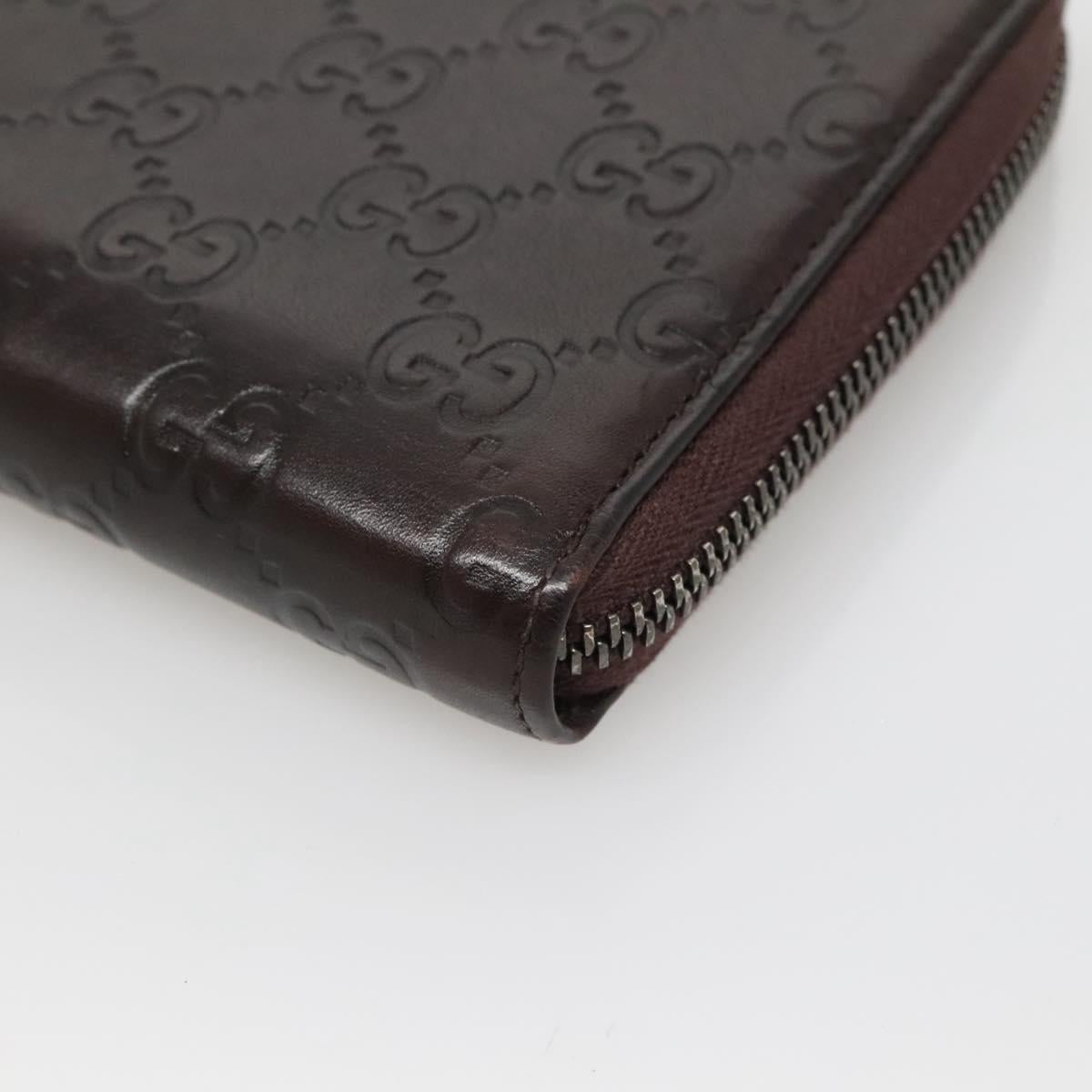 GUCCI GG Canvas Guccissima Wallet Leather Brown Silver 43219 0416 Auth 135014