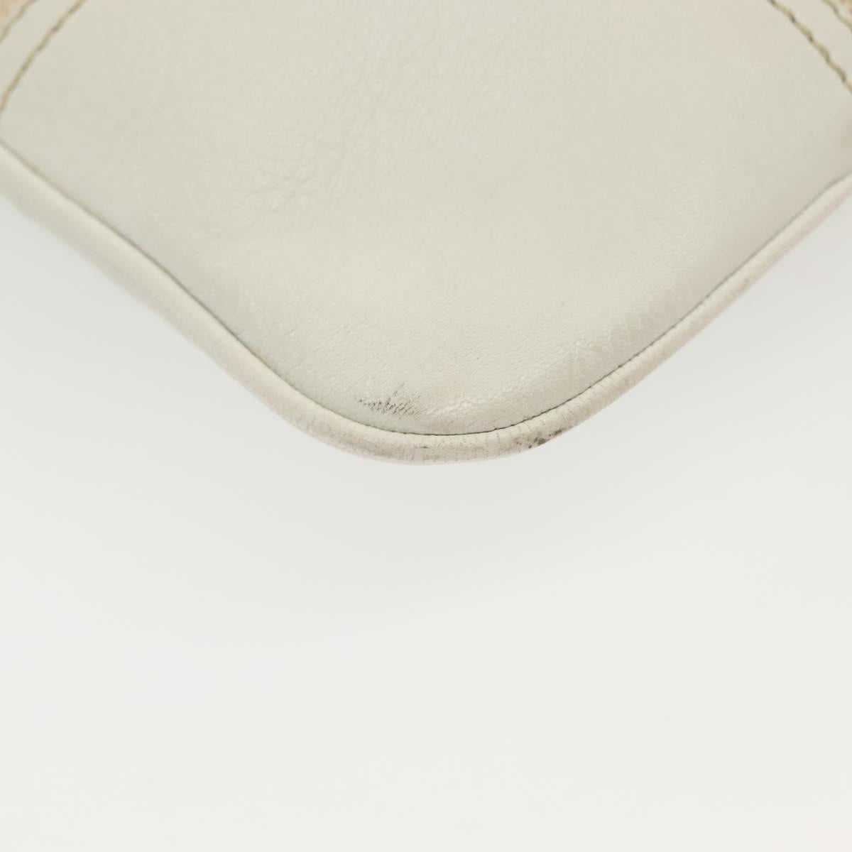PRADA Tote Bag Canvas Beige Silver Auth 135047