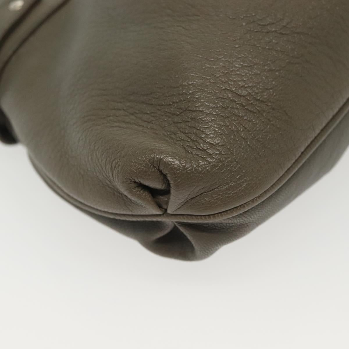 Salvatore Ferragamo Shoulder Bag Leather Gray Silver Auth 135050