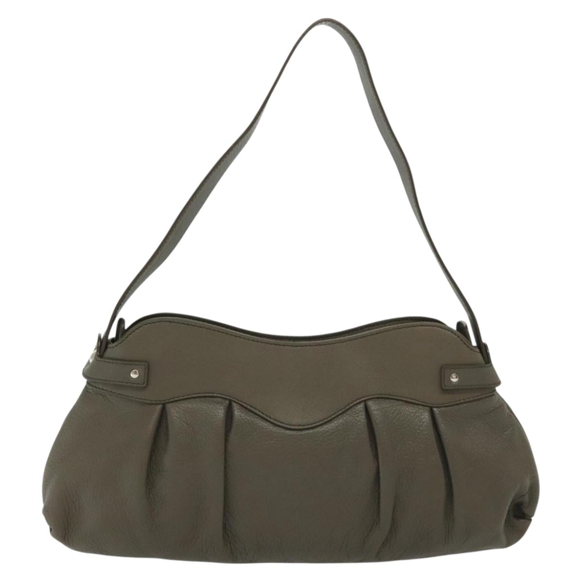 Salvatore Ferragamo Shoulder Bag Leather Gray Silver Auth 135050