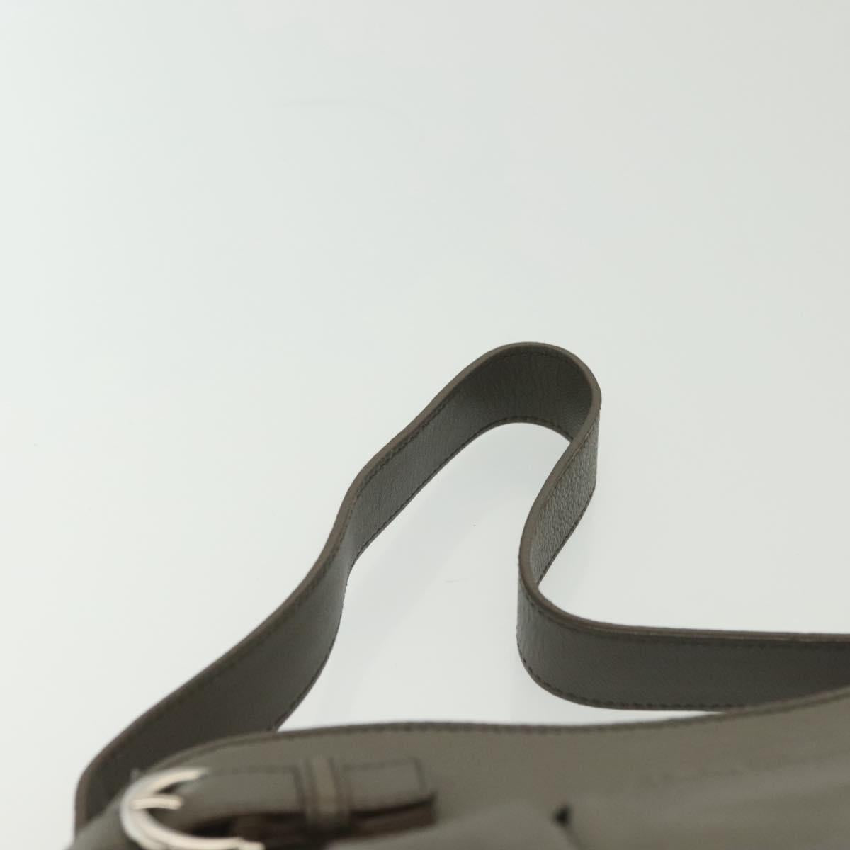 Salvatore Ferragamo Shoulder Bag Leather Gray Silver Auth 135050