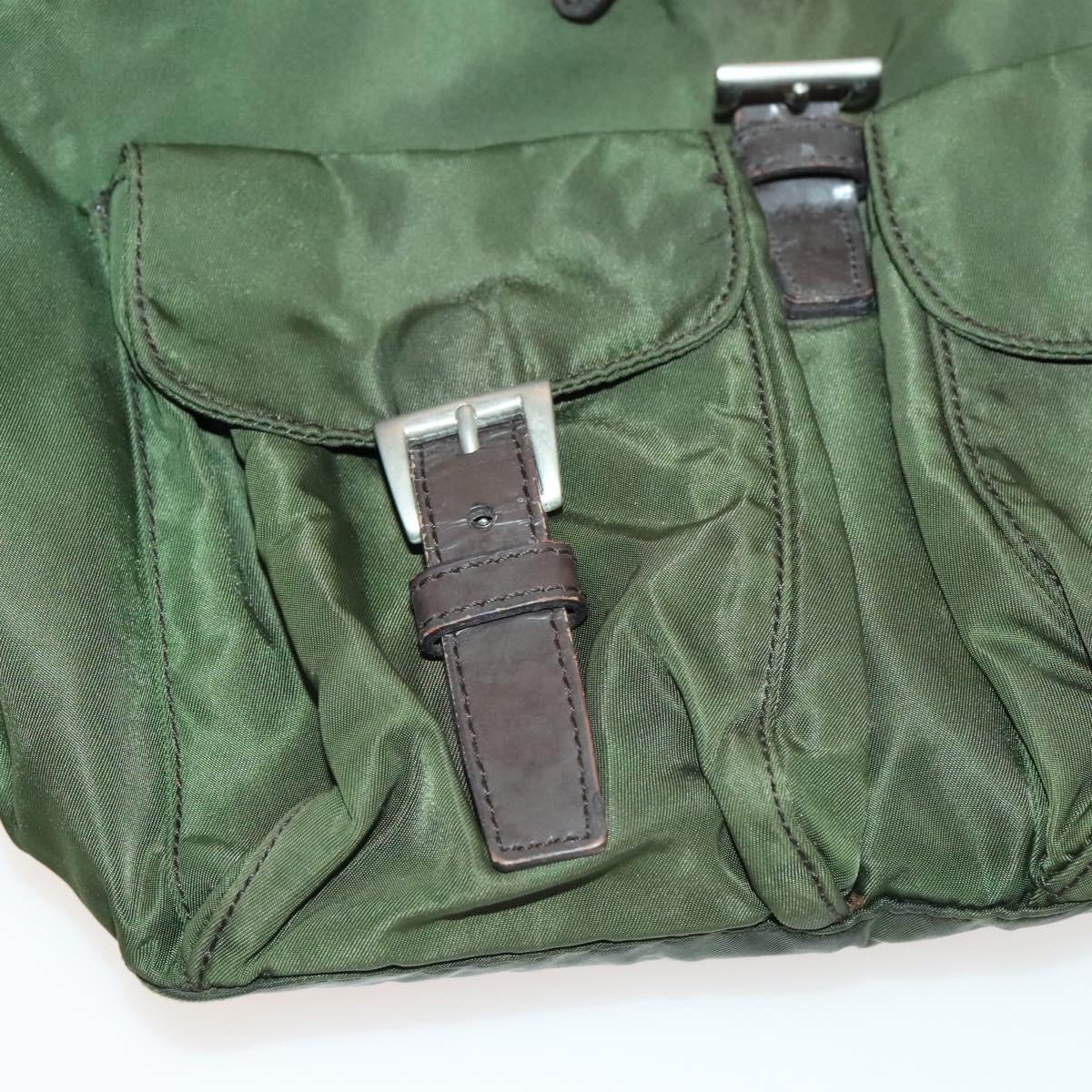 PRADA Backpack Nylon Green Silver Auth 135051