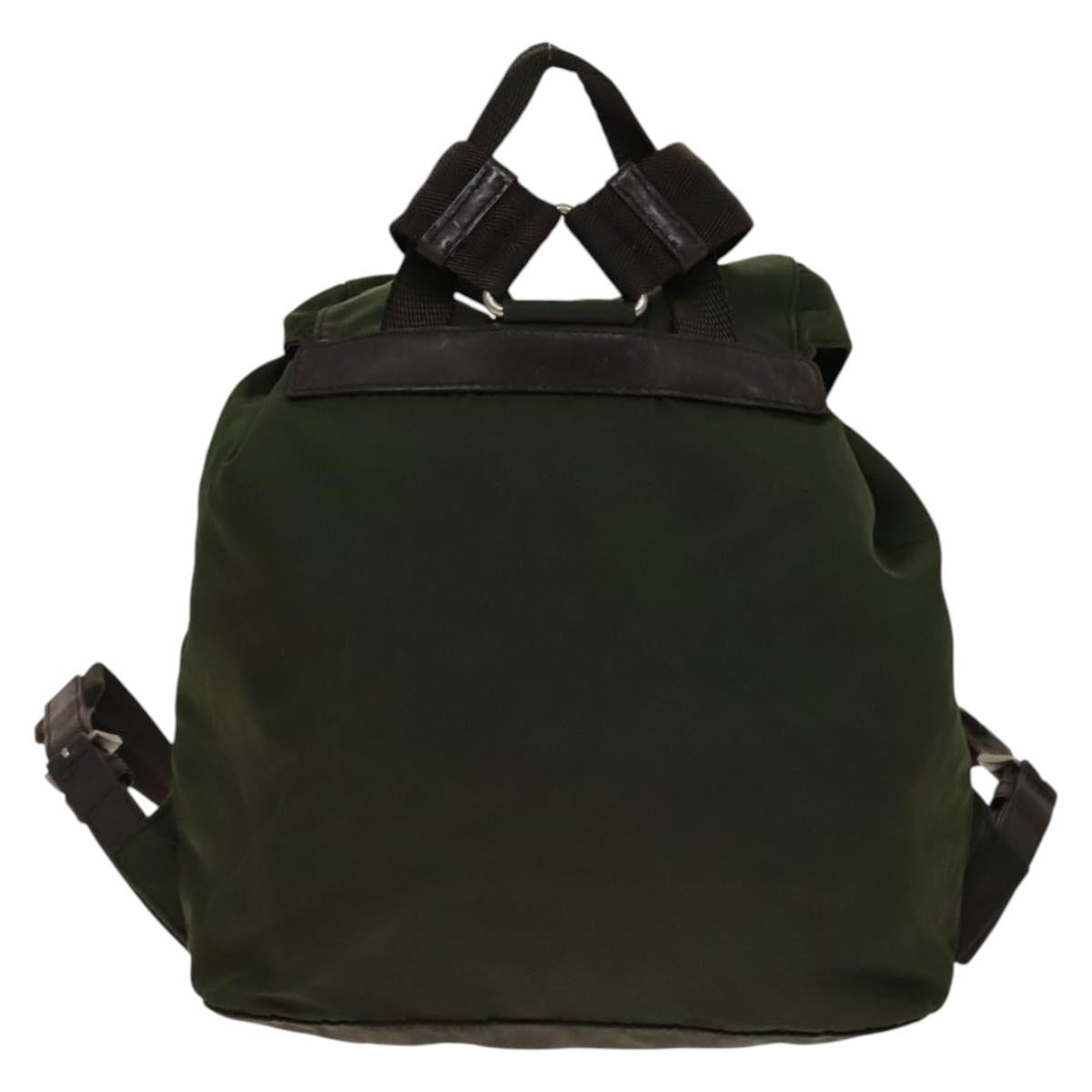 PRADA Backpack Nylon Green Silver Auth 135051