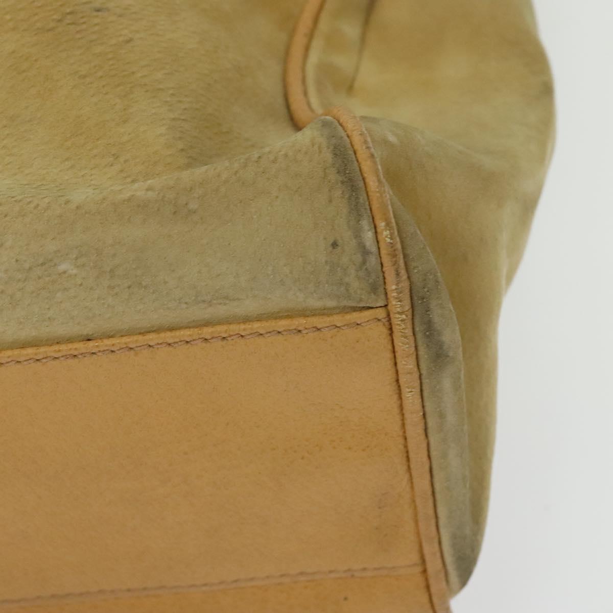 GUCCI Backpack Suede Leather Beige Gold Auth 135058