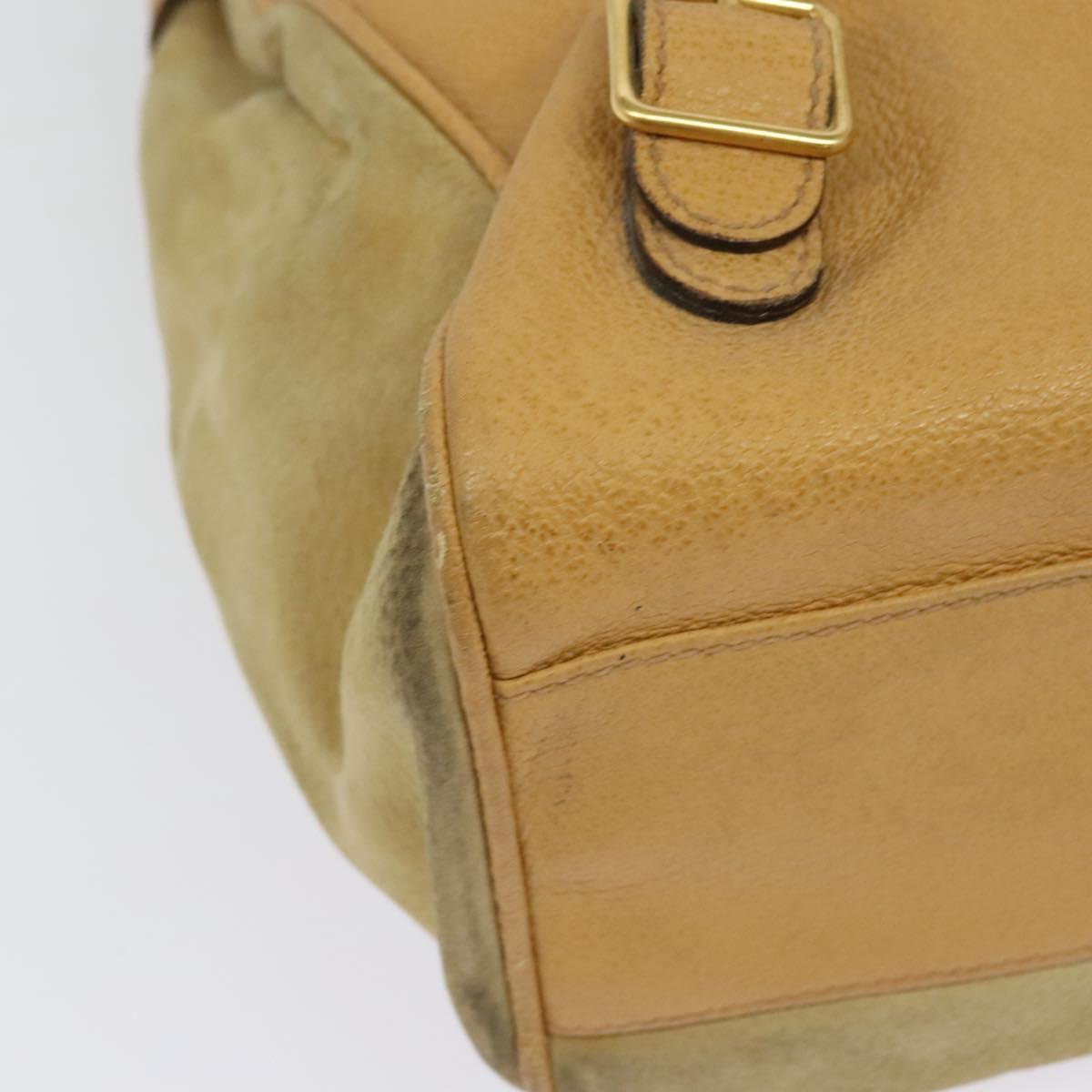 GUCCI Backpack Suede Leather Beige Gold Auth 135058