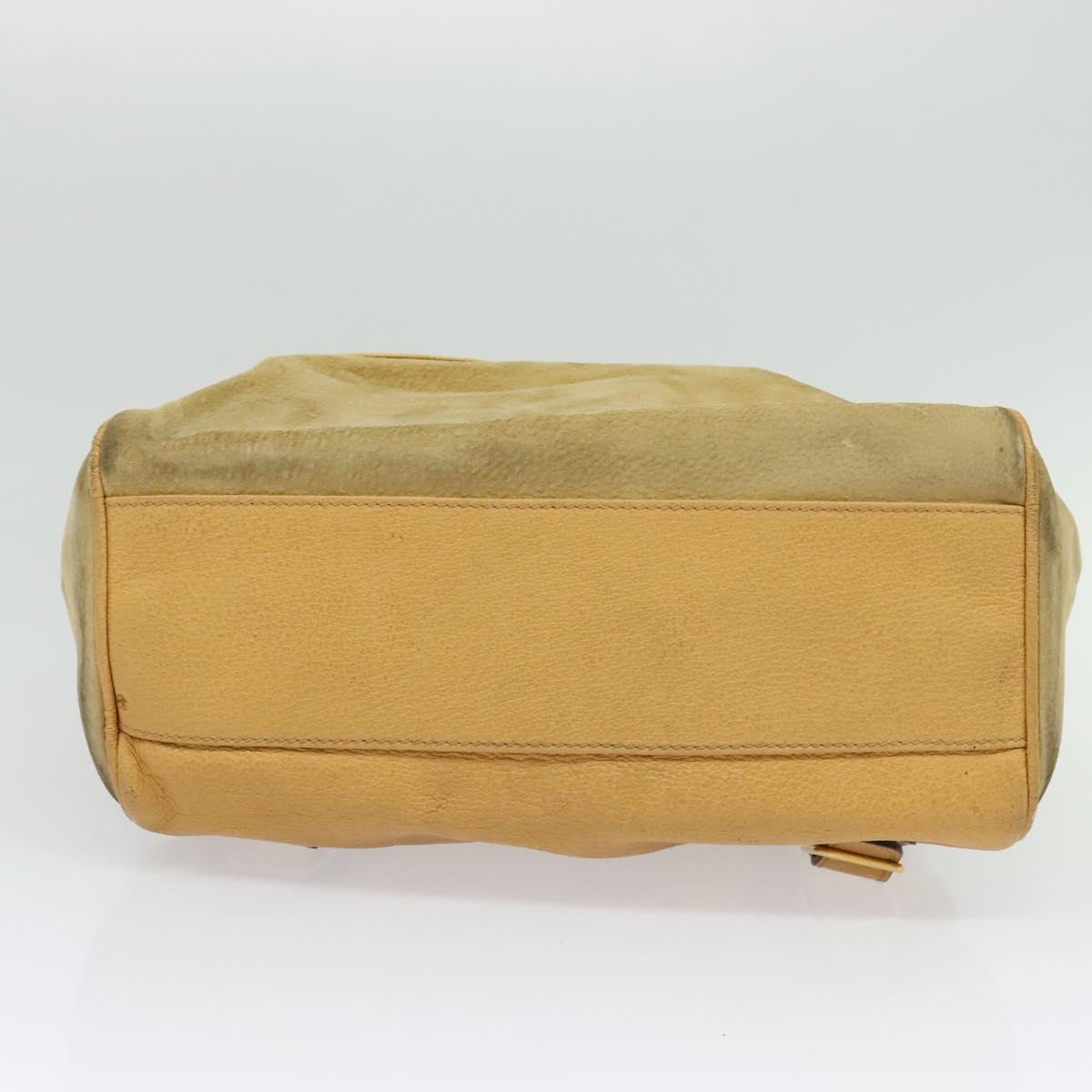 GUCCI Backpack Suede Leather Beige Gold Auth 135058