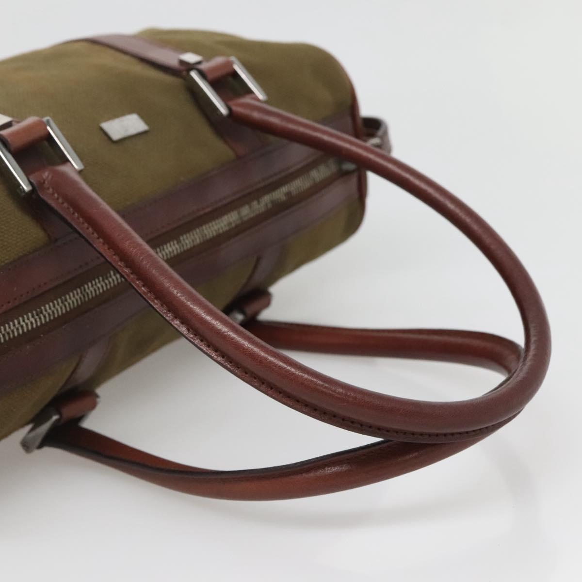 GUCCI Hand Bag Canvas Leather Khaki Brown 30458 Auth 135059