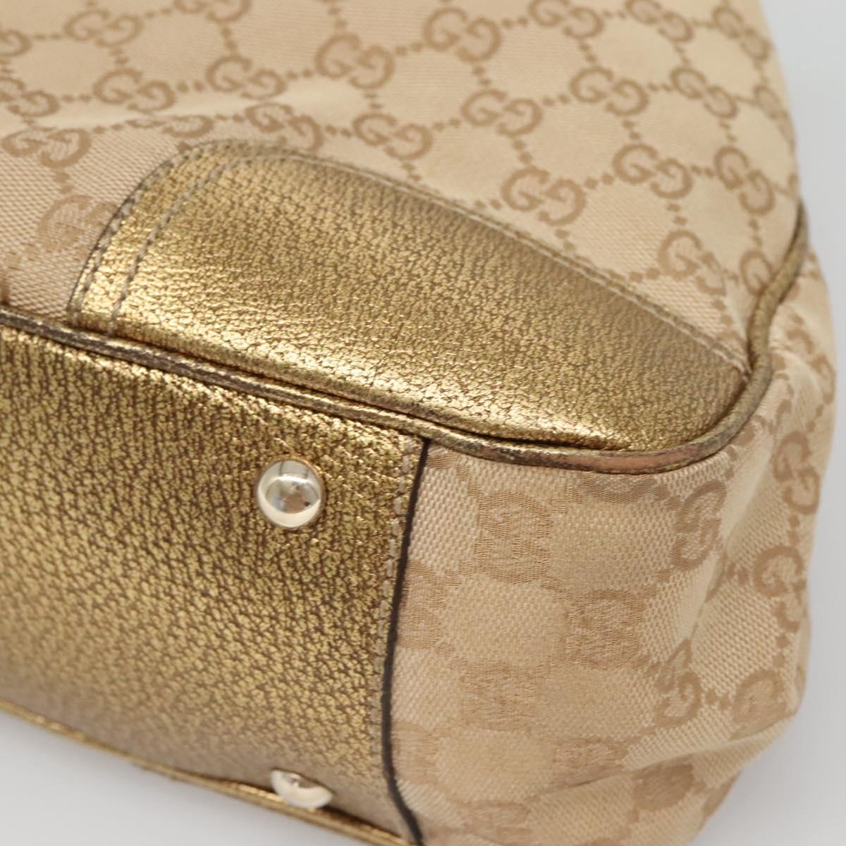 GUCCI GG Canvas Hand Bag Beige Gold 163805 Auth 135061