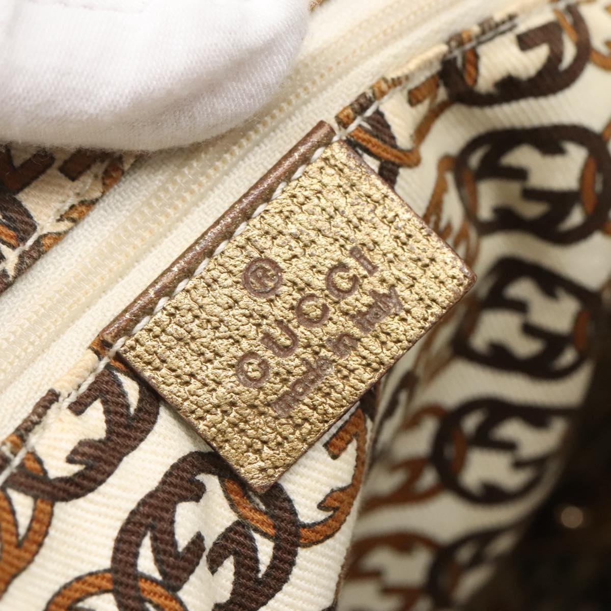 GUCCI GG Canvas Hand Bag Beige Gold 163805 Auth 135061
