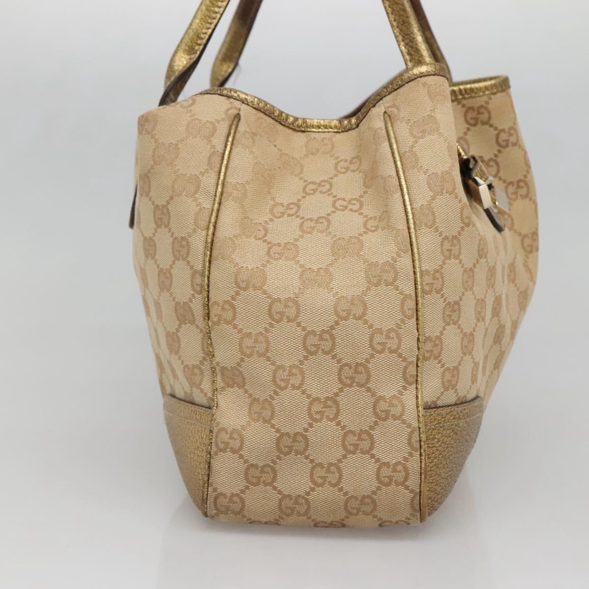 GUCCI GG Canvas Hand Bag Beige Gold 163805 Auth 135061