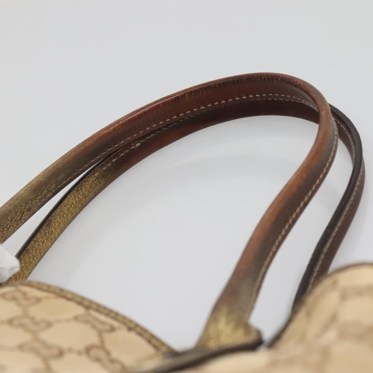 GUCCI GG Canvas Hand Bag Beige Gold 163805 Auth 135061