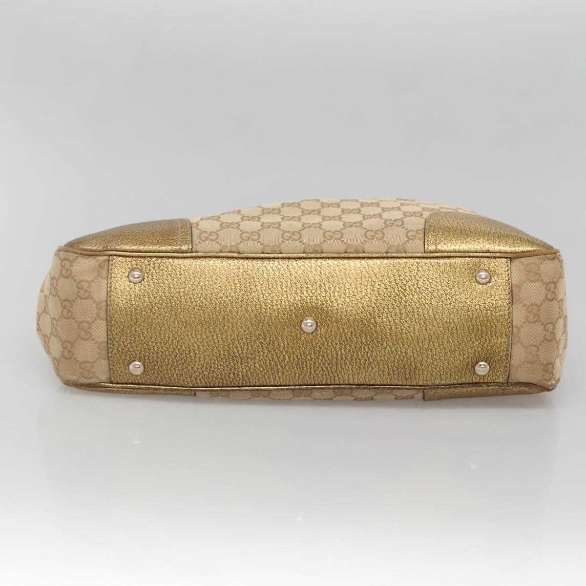 GUCCI GG Canvas Hand Bag Beige Gold 163805 Auth 135061