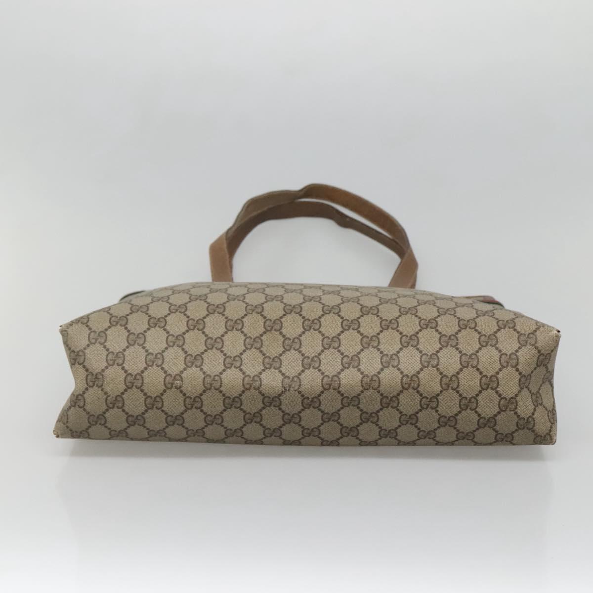 GUCCI GG Supreme Web Sherry Line Tote Bag PVC Beige Gold 39 02 091 Auth 135062