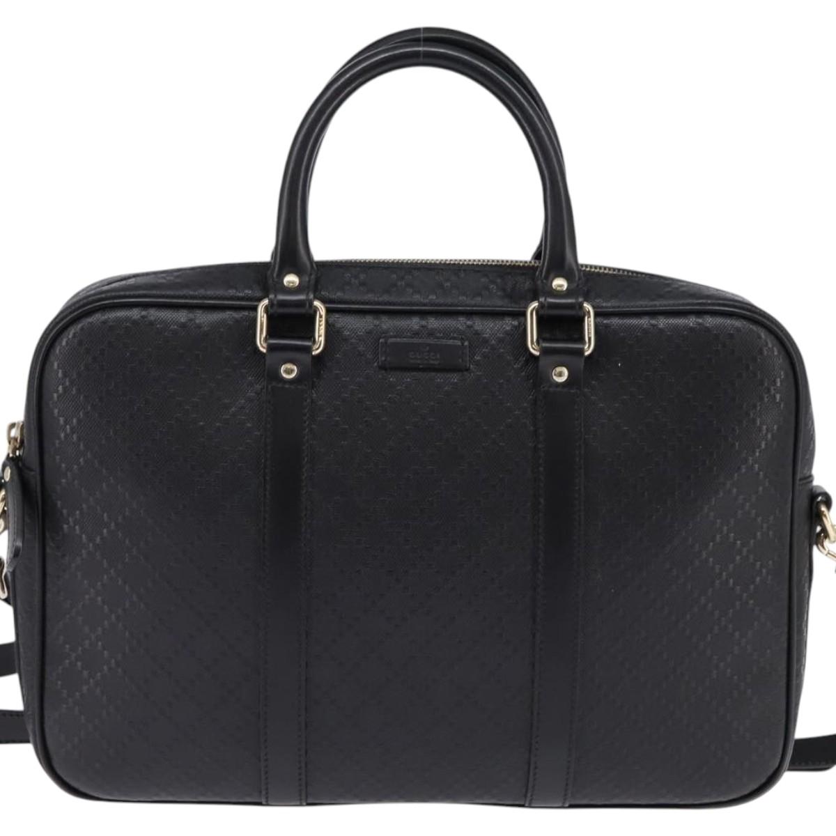 GUCCI Diamante Hand Bag Leather 2way Black Gold 344357 Auth 135065