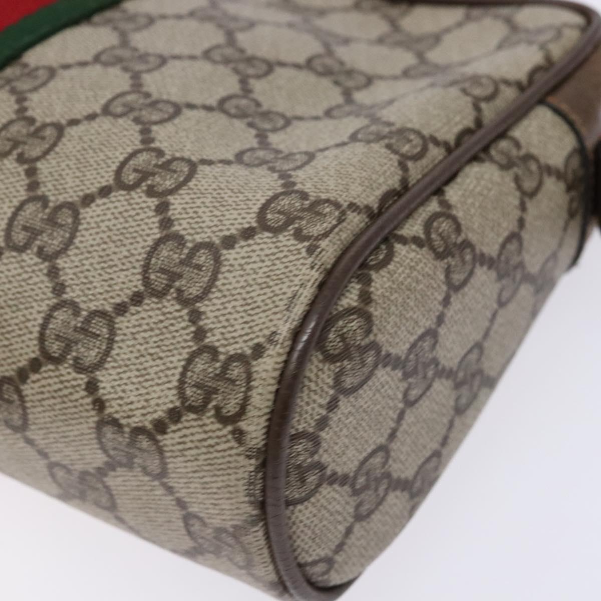 GUCCI GG Supreme Web Sherry Line Clutch Bag PVC Beige Red 63 01 012 Auth 135068