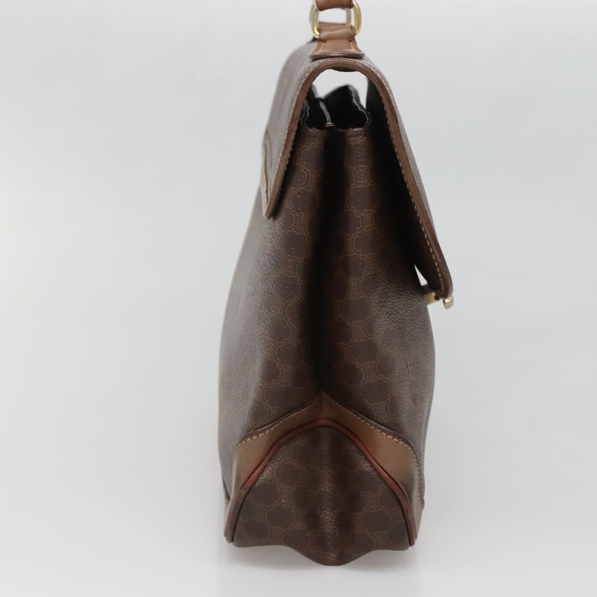 CELINE Macadam Canvas Hand Bag PVC Leather Brown Gold Auth 135077