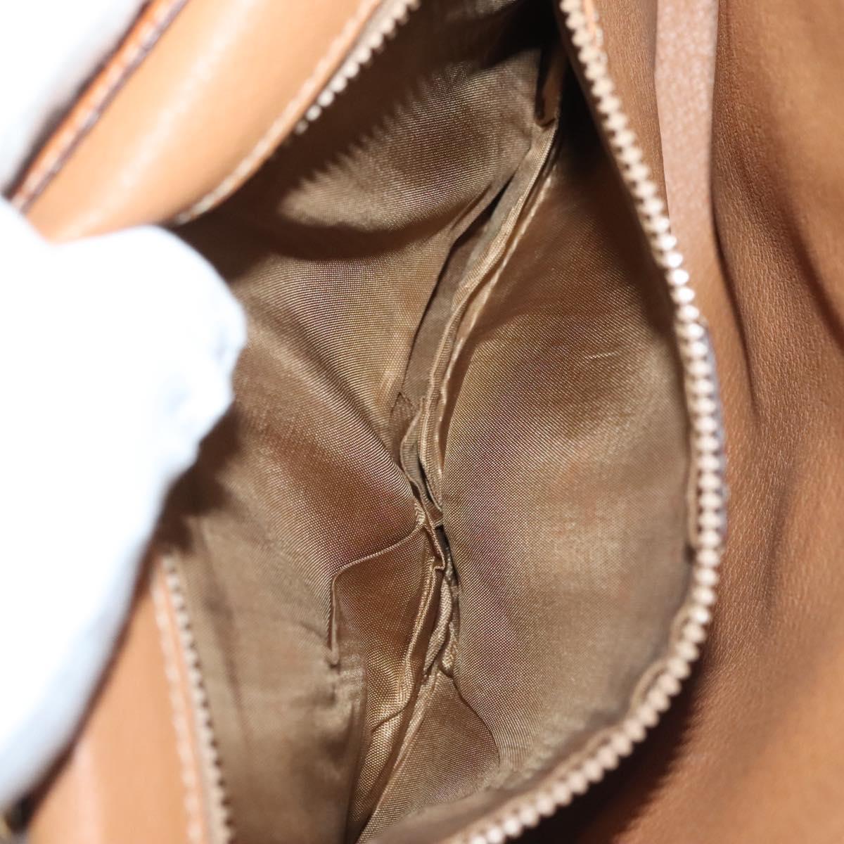 CELINE Macadam Canvas Shoulder Bag PVC Beige Gold Auth 135080