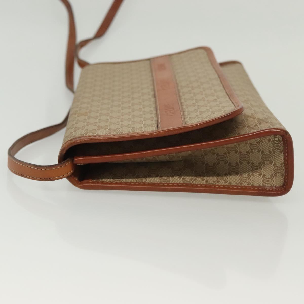 CELINE Macadam Canvas Shoulder Bag PVC Beige Gold Auth 135080