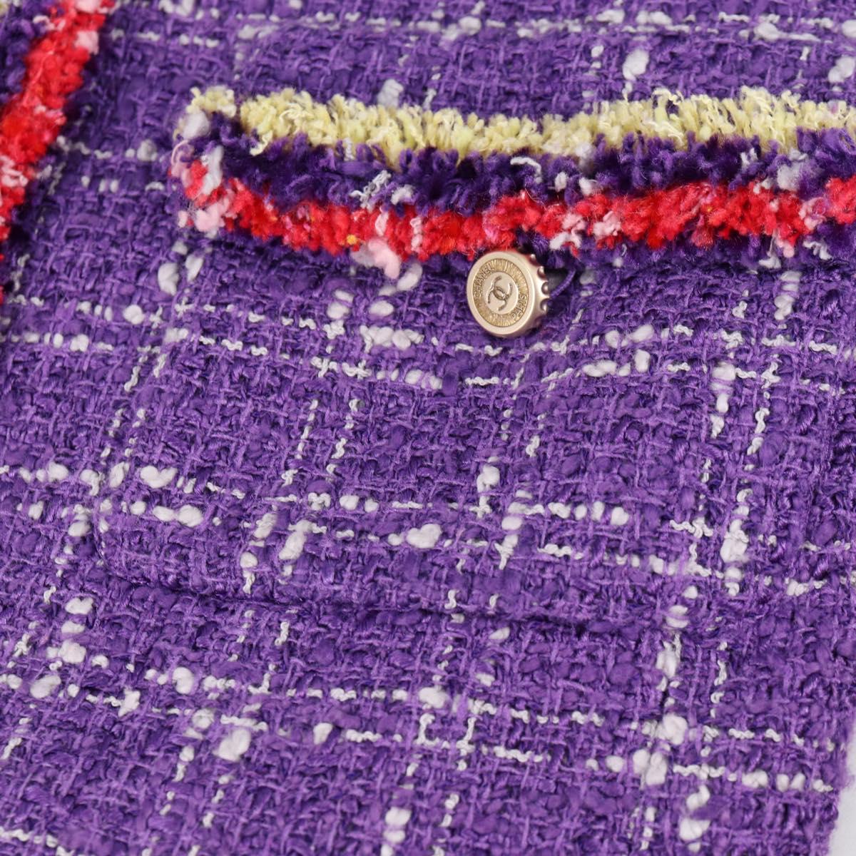 CHANEL Jacket Size 36 Jacket Tweed 34 Purple CC Auth 135090SM