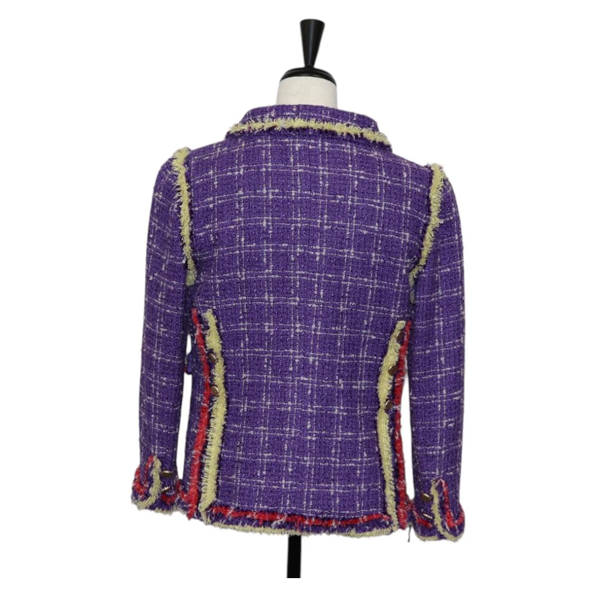 CHANEL Jacket Size 36 Jacket Tweed 34 Purple CC Auth 135090SM