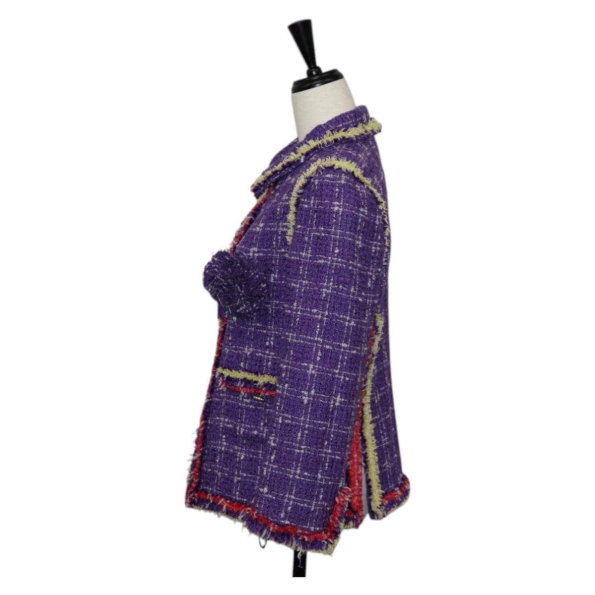 CHANEL Jacket Size 36 Jacket Tweed 34 Purple CC Auth 135090A