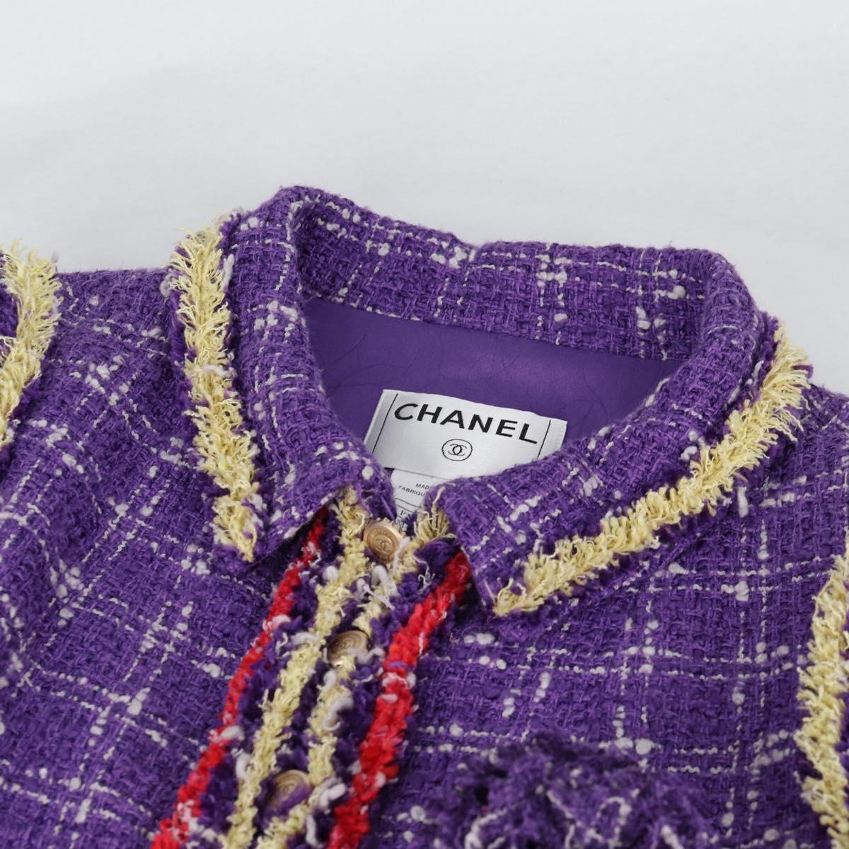 CHANEL Jacket Size 36 Jacket Tweed 34 Purple CC Auth 135090SM