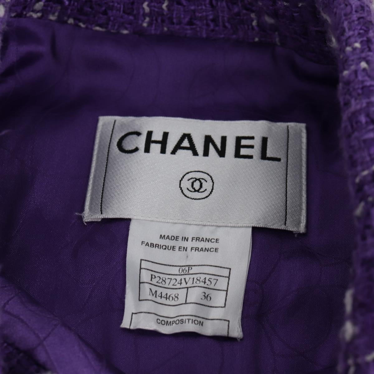CHANEL Jacket Size 36 Jacket Tweed 34 Purple CC Auth 135090SM
