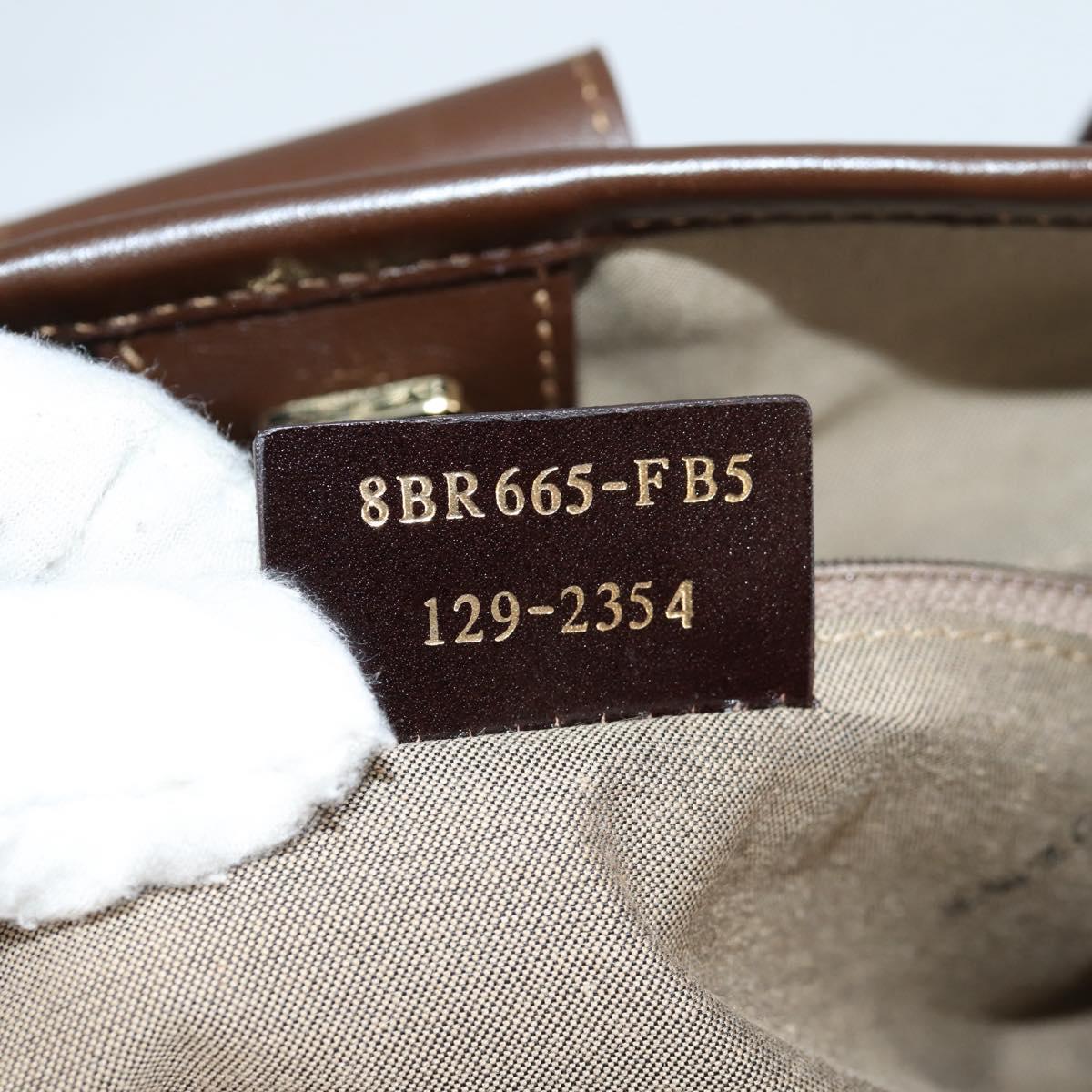FENDI Zucchino Canvas Mamma Baguette Shoulder Bag PVC Beige Gold Auth 135115A