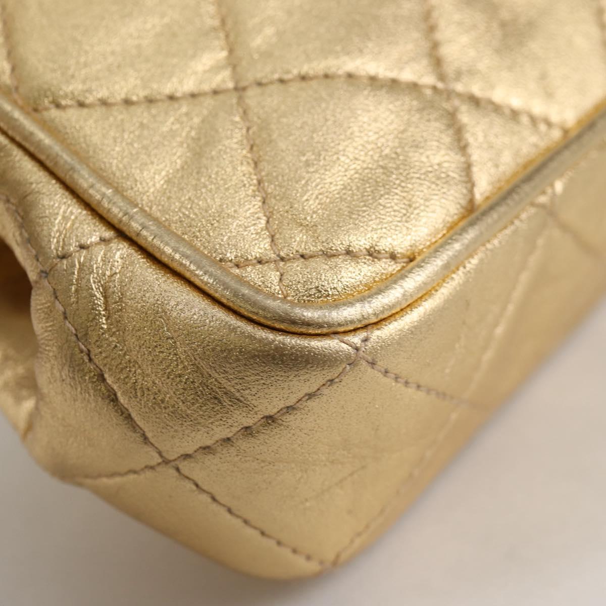 CHANEL Chain Shoulder Bag Lamb Skin Gold Tone CC Auth 135116A