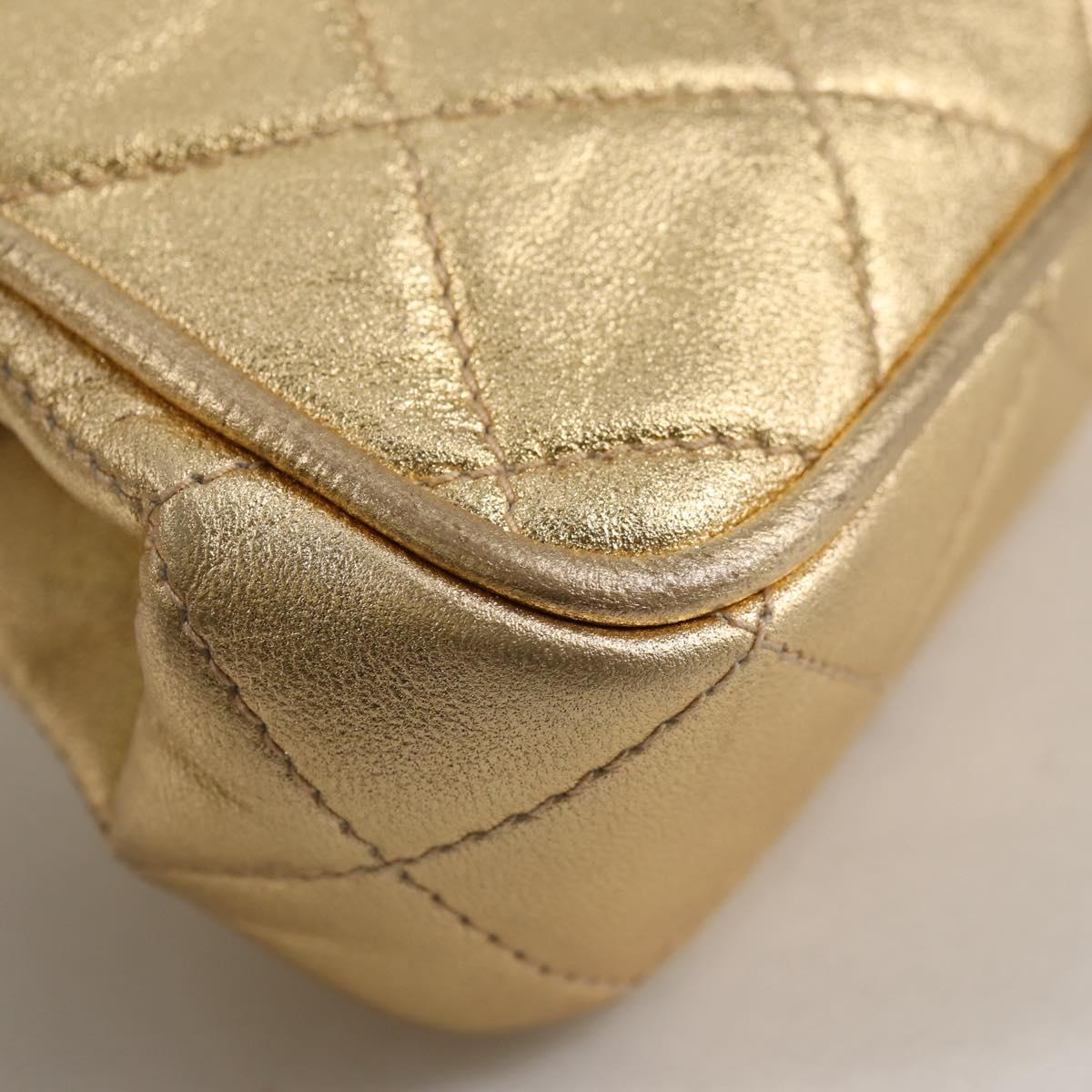 CHANEL Chain Shoulder Bag Lamb Skin Gold Tone CC Auth 135116SM