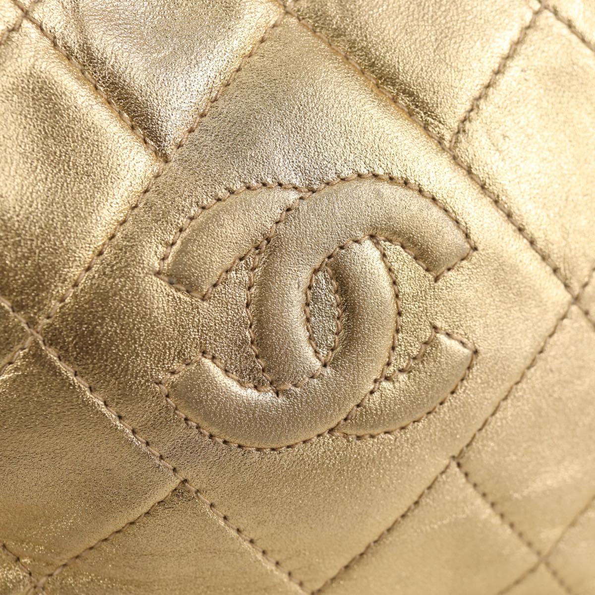 CHANEL Chain Shoulder Bag Lamb Skin Gold Tone CC Auth 135116SM