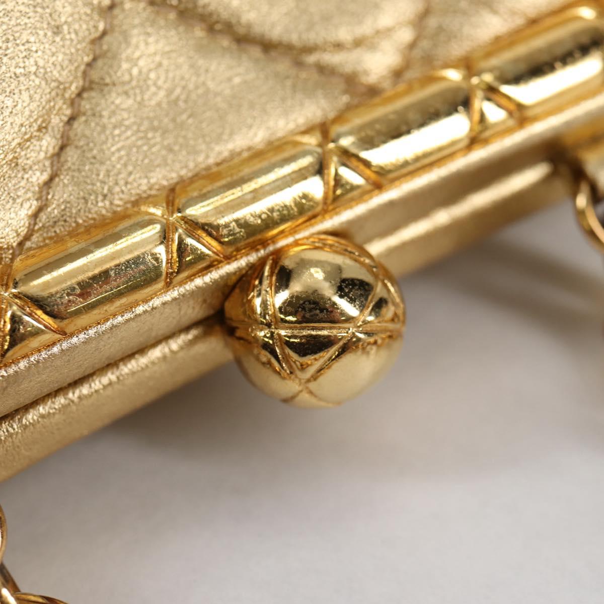 CHANEL Chain Shoulder Bag Lamb Skin Gold Tone CC Auth 135116A