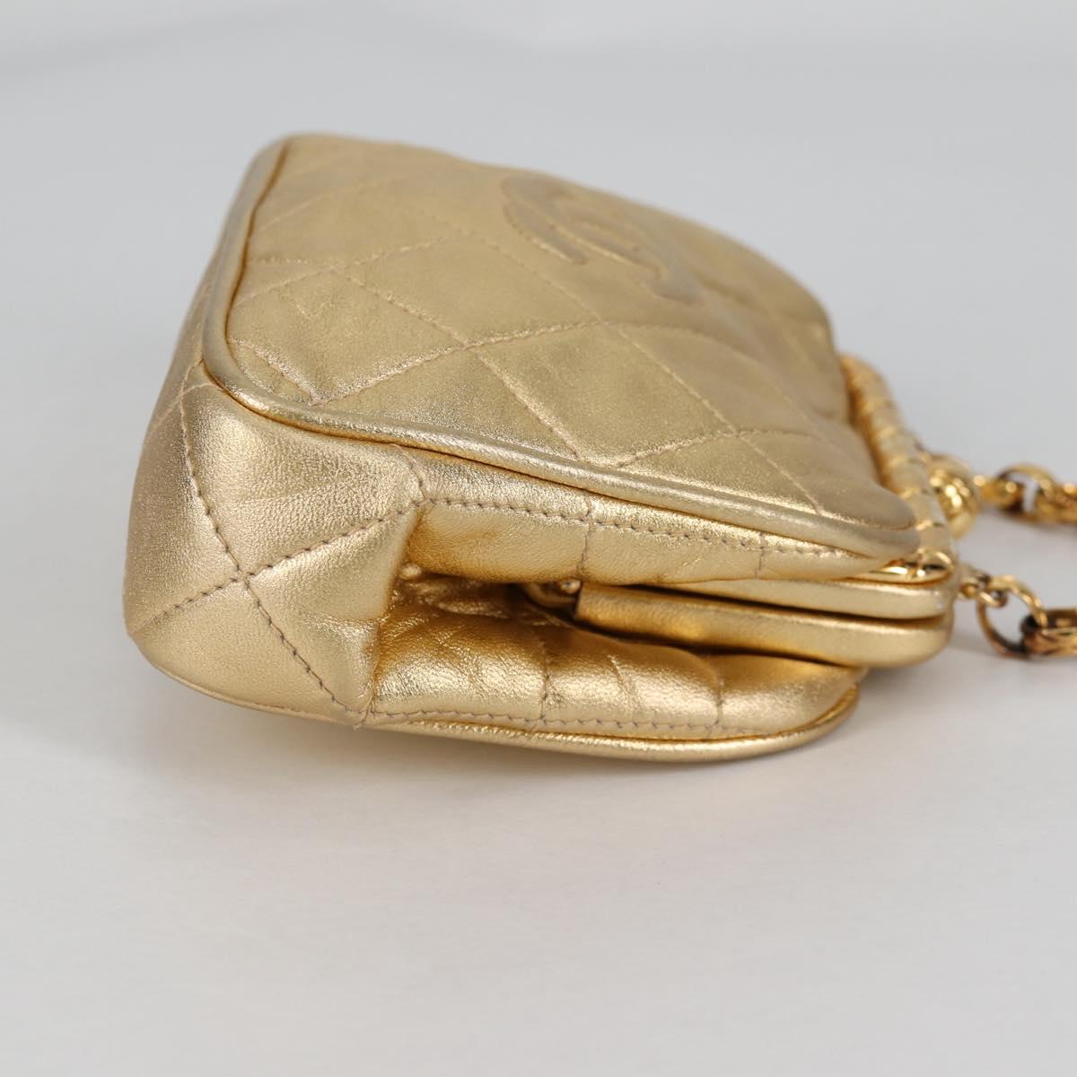 CHANEL Chain Shoulder Bag Lamb Skin Gold Tone CC Auth 135116SM