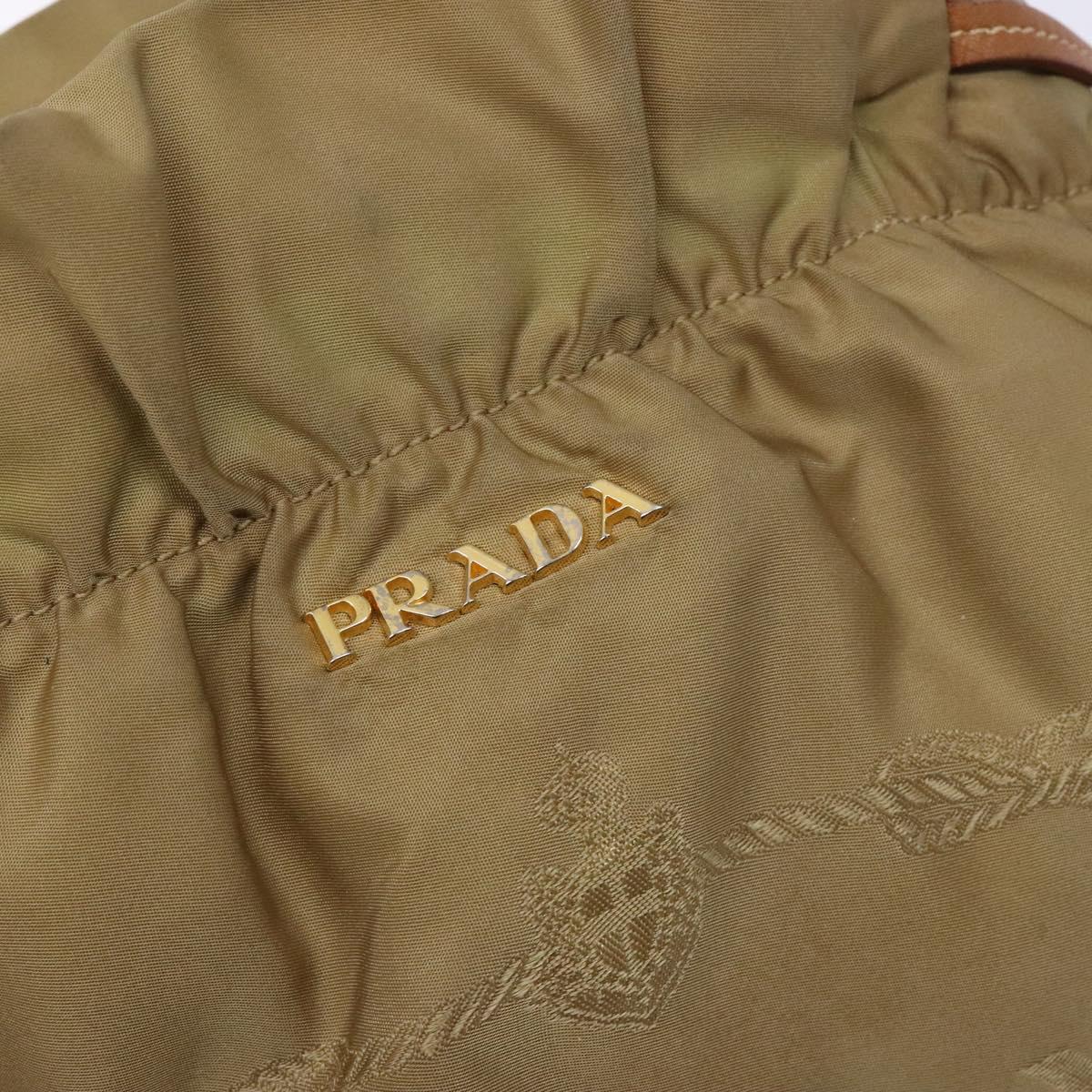 PRADA Hand Bag Nylon Beige Gold Auth 135148
