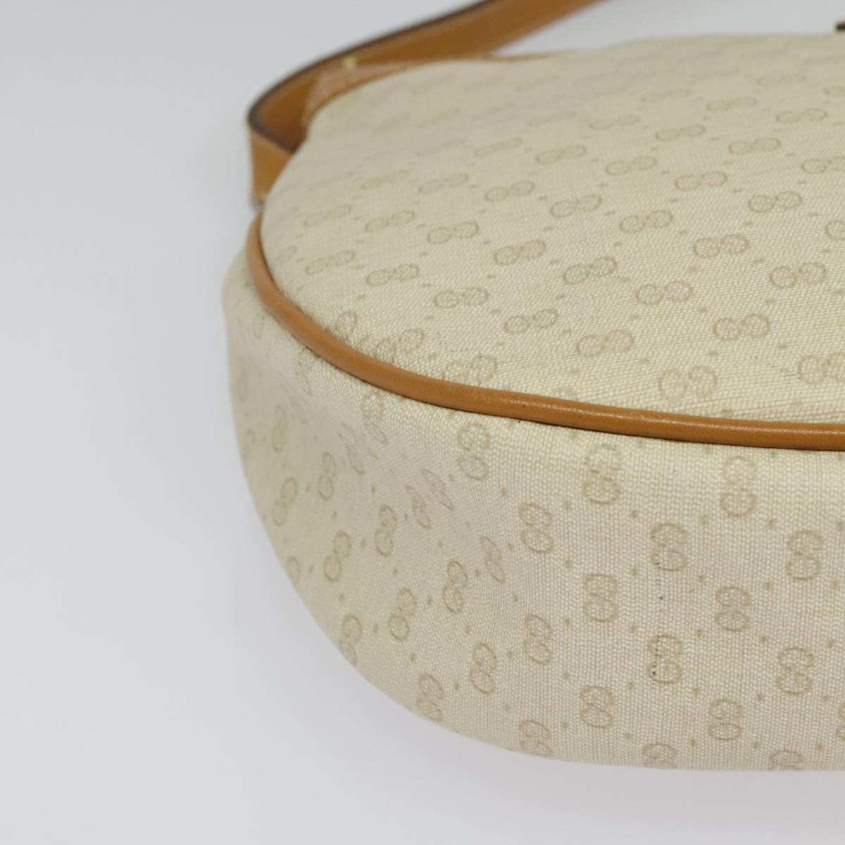 GUCCI Micro GG Supreme Shoulder Bag PVC Cream Gold Auth 135152