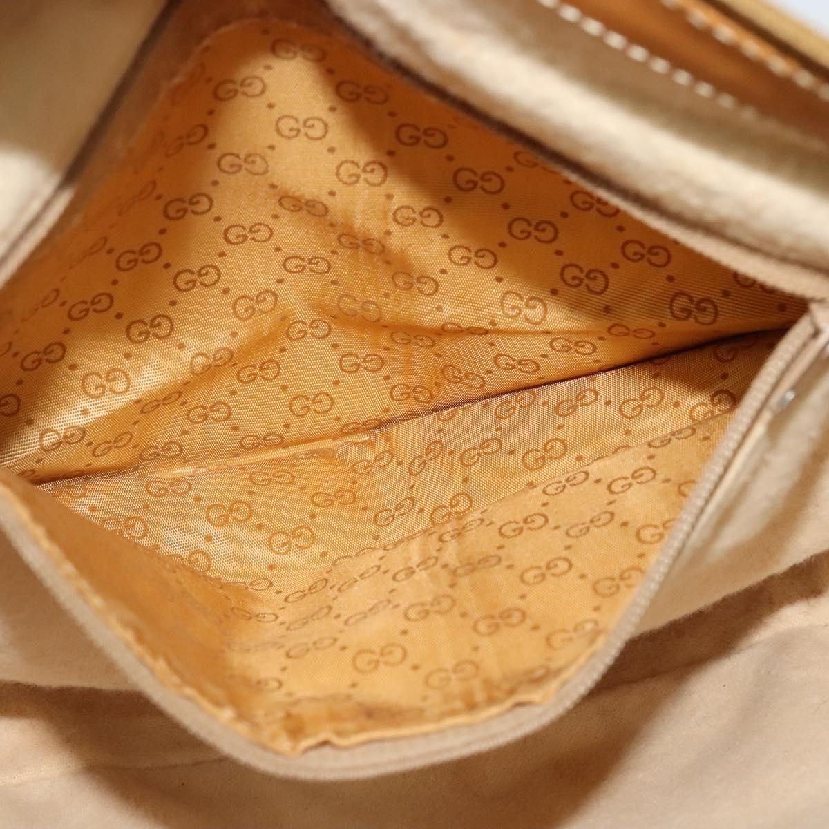 GUCCI Micro GG Supreme Shoulder Bag PVC Cream Gold Auth 135152