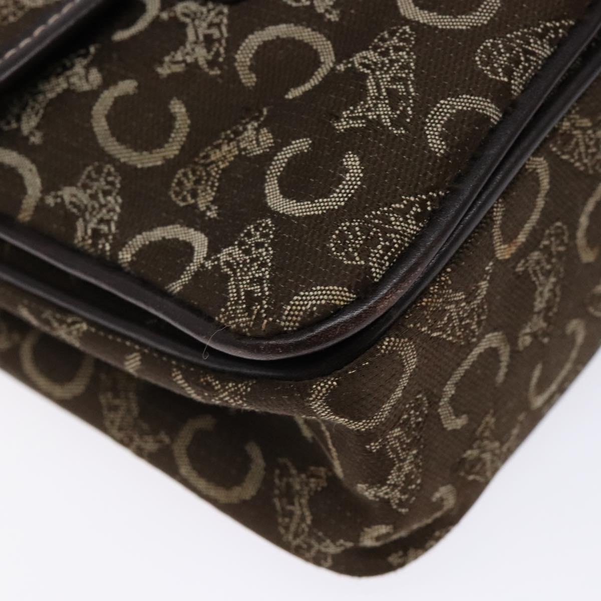 CELINE C Macadam Canvas Hand Bag Brown Gold Auth 135161