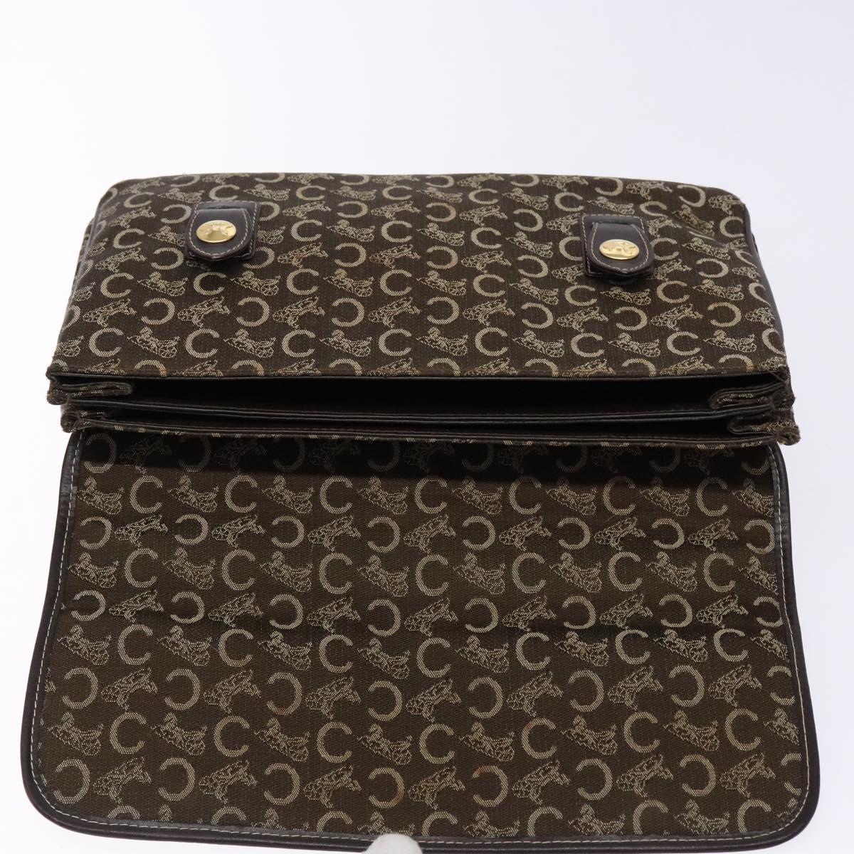 CELINE C Macadam Canvas Hand Bag Brown Gold Auth 135161