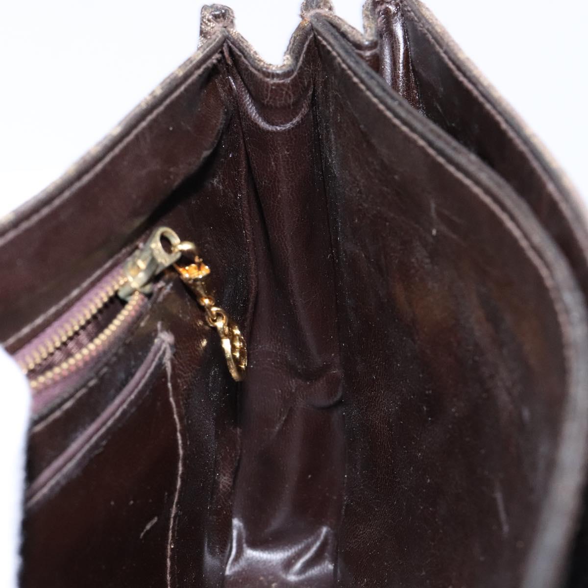 CELINE C Macadam Canvas Hand Bag Brown Gold Auth 135161