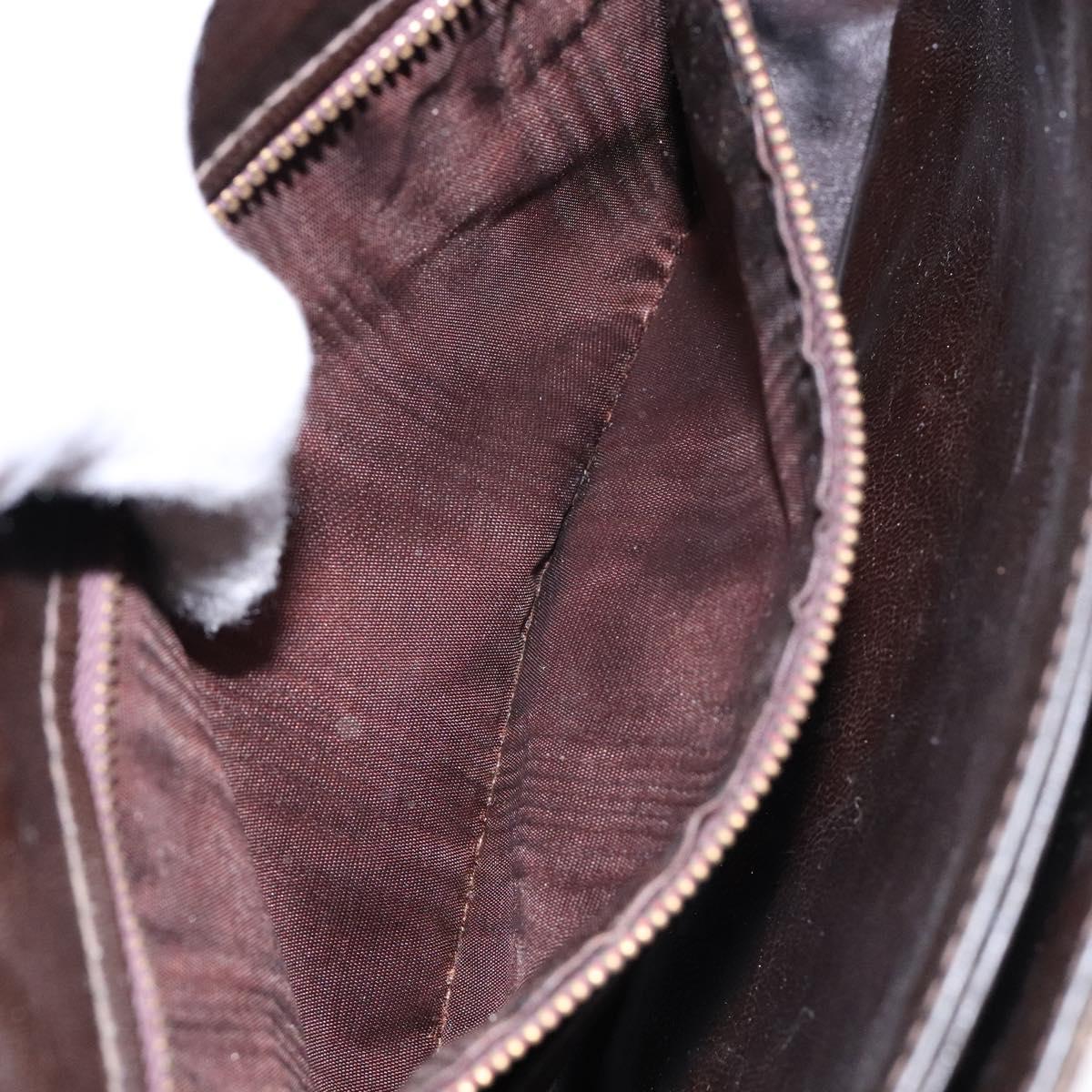 CELINE C Macadam Canvas Hand Bag Brown Gold Auth 135161