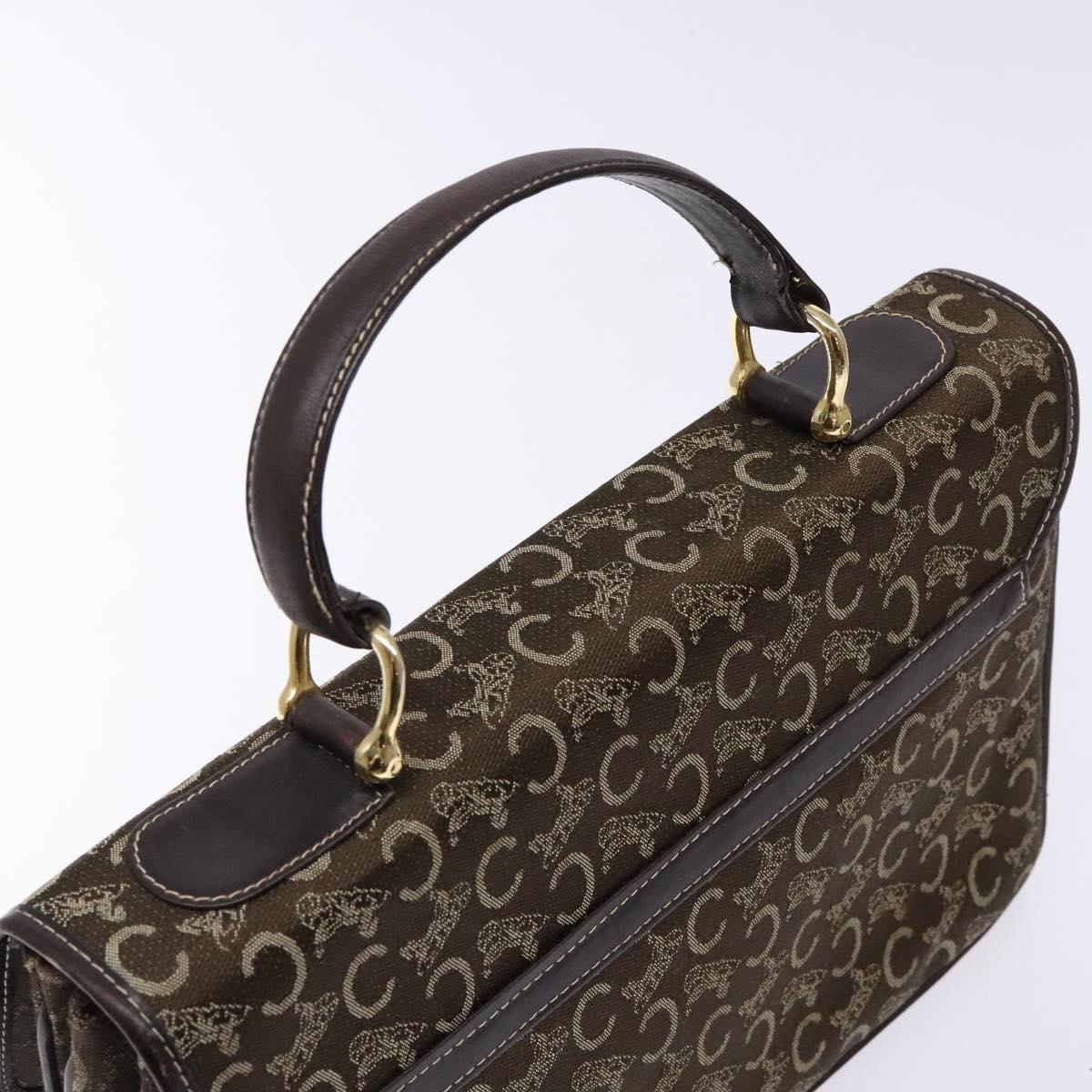 CELINE C Macadam Canvas Hand Bag Brown Gold Auth 135161