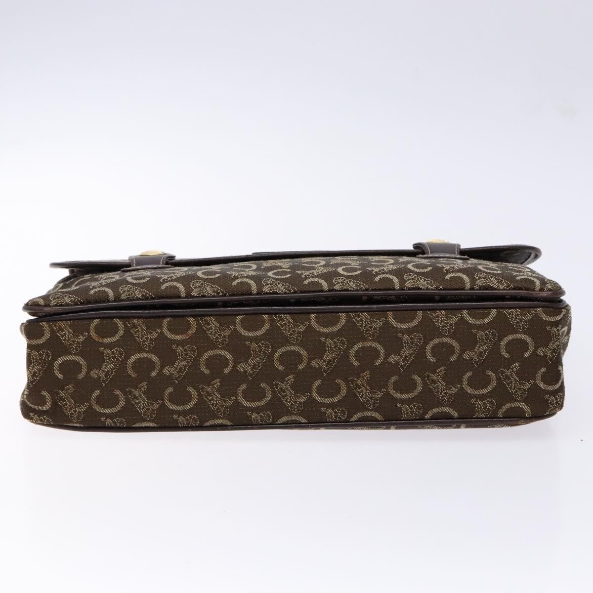 CELINE C Macadam Canvas Hand Bag Brown Gold Auth 135161