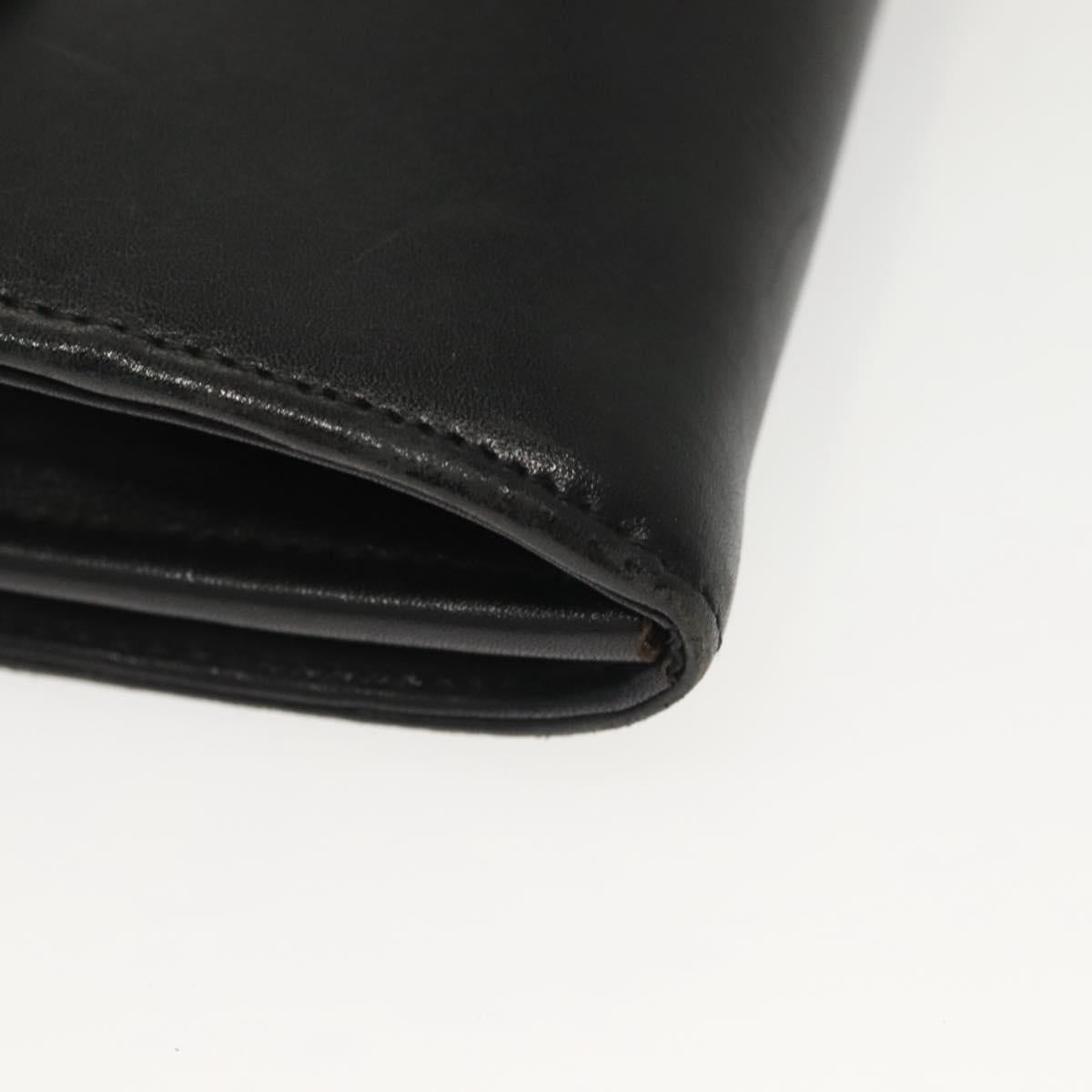 Christian Dior Chain Shoulder Bag Leather Black Gold Auth 135164