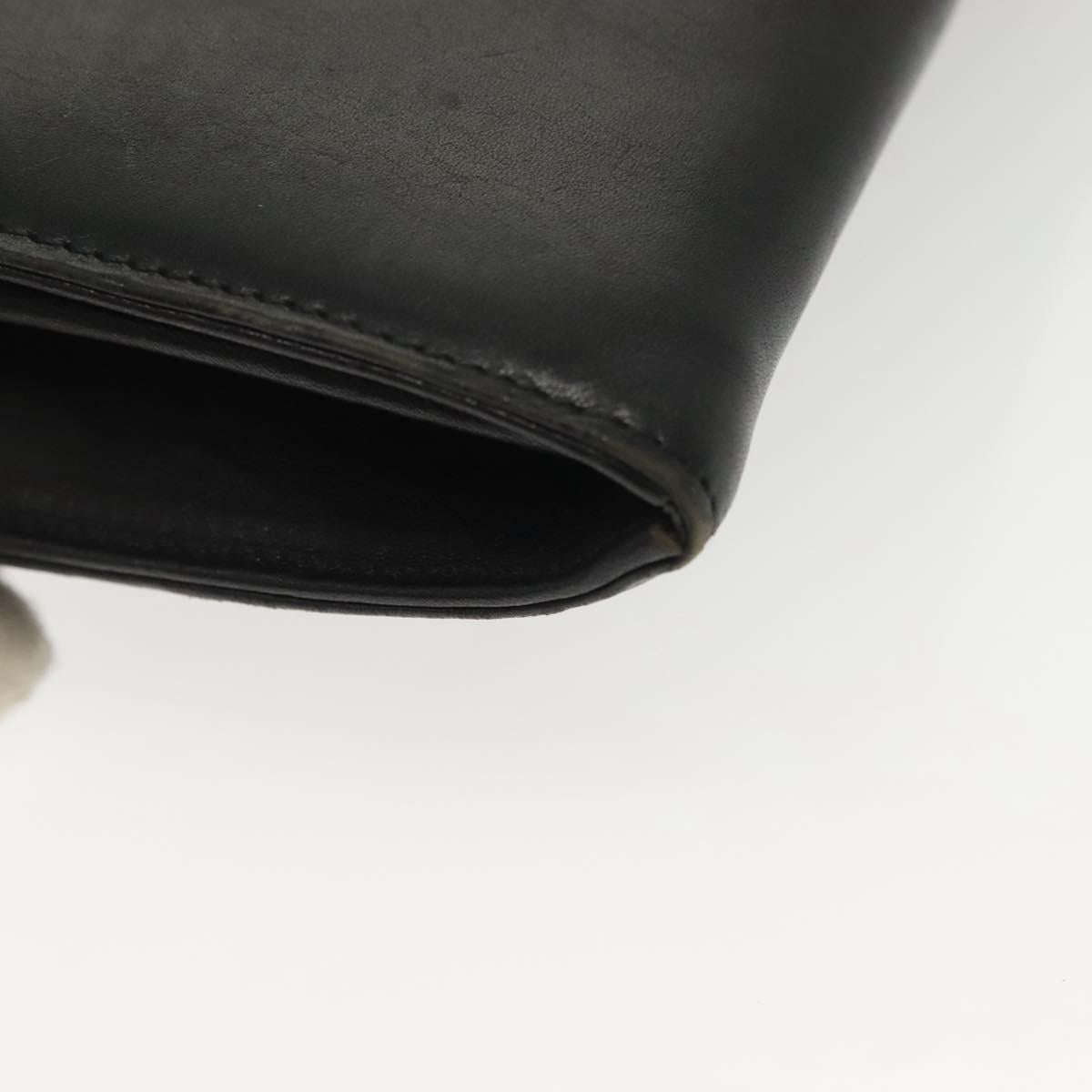 Christian Dior Chain Shoulder Bag Leather Black Gold Auth 135164