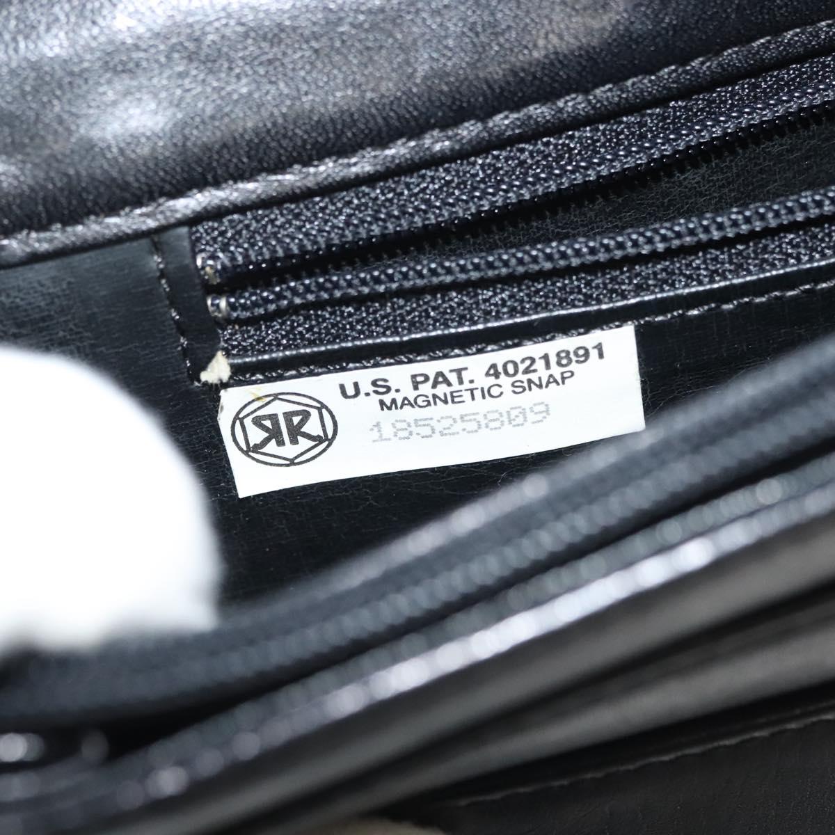 Christian Dior Chain Shoulder Bag Leather Black Gold Auth 135164