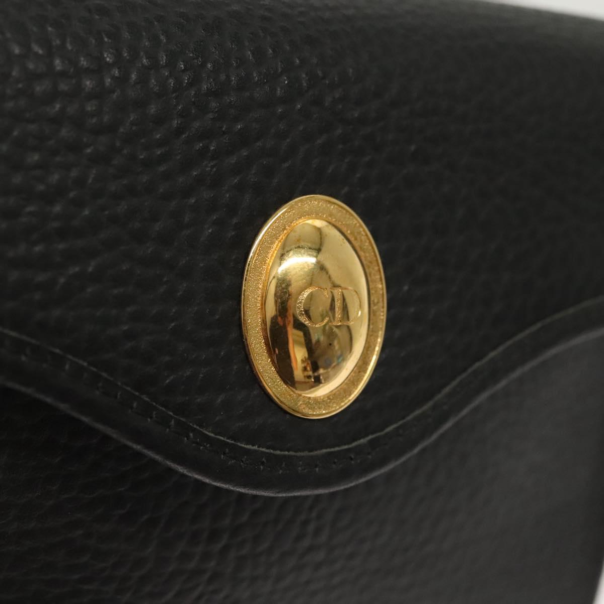 Christian Dior Shoulder Bag Leather Black Gold Auth 135165